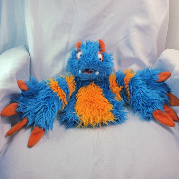 Folkmanis Blueper Monster Two Handed Stage Puppet Plush Blue and Orange 15 Inch - Picture 13 of 13